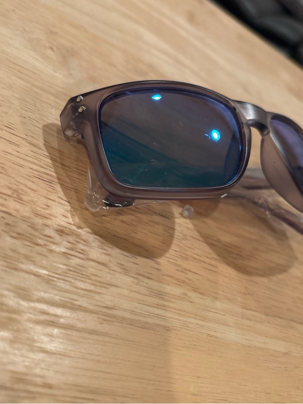 Men's Square Frame Sunglasses - Translucent Gray Frame with Blue Lenses